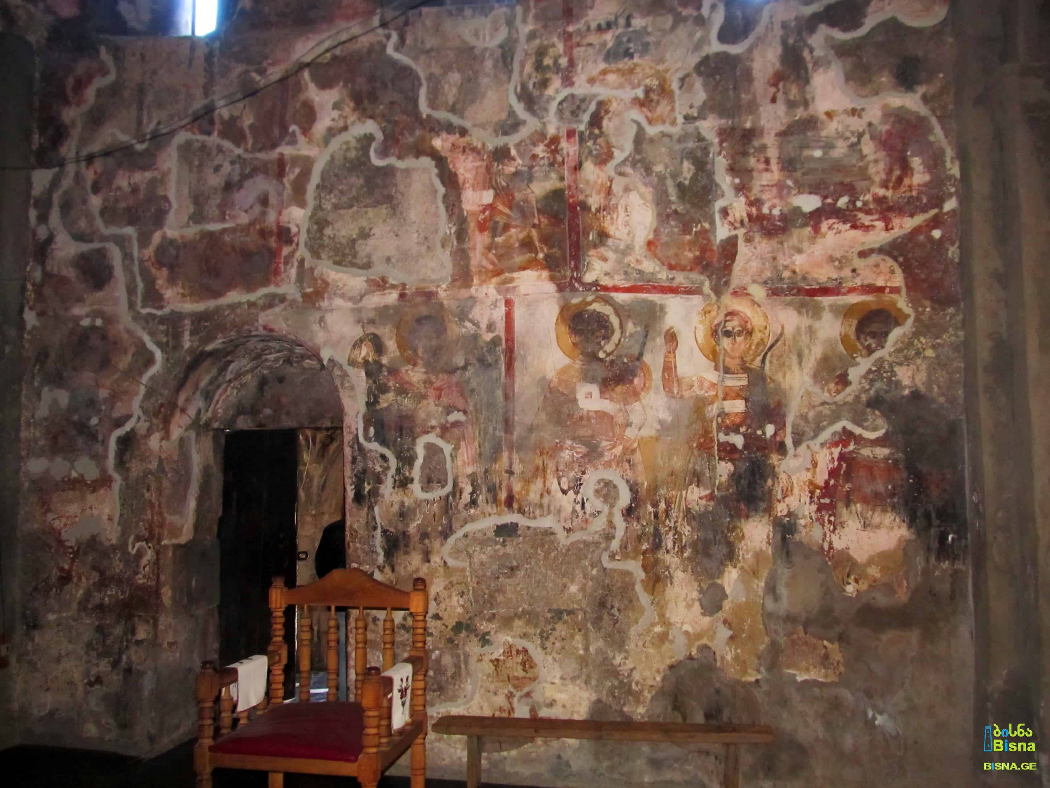 Damaged frescoes in Shemokmedi Monastery