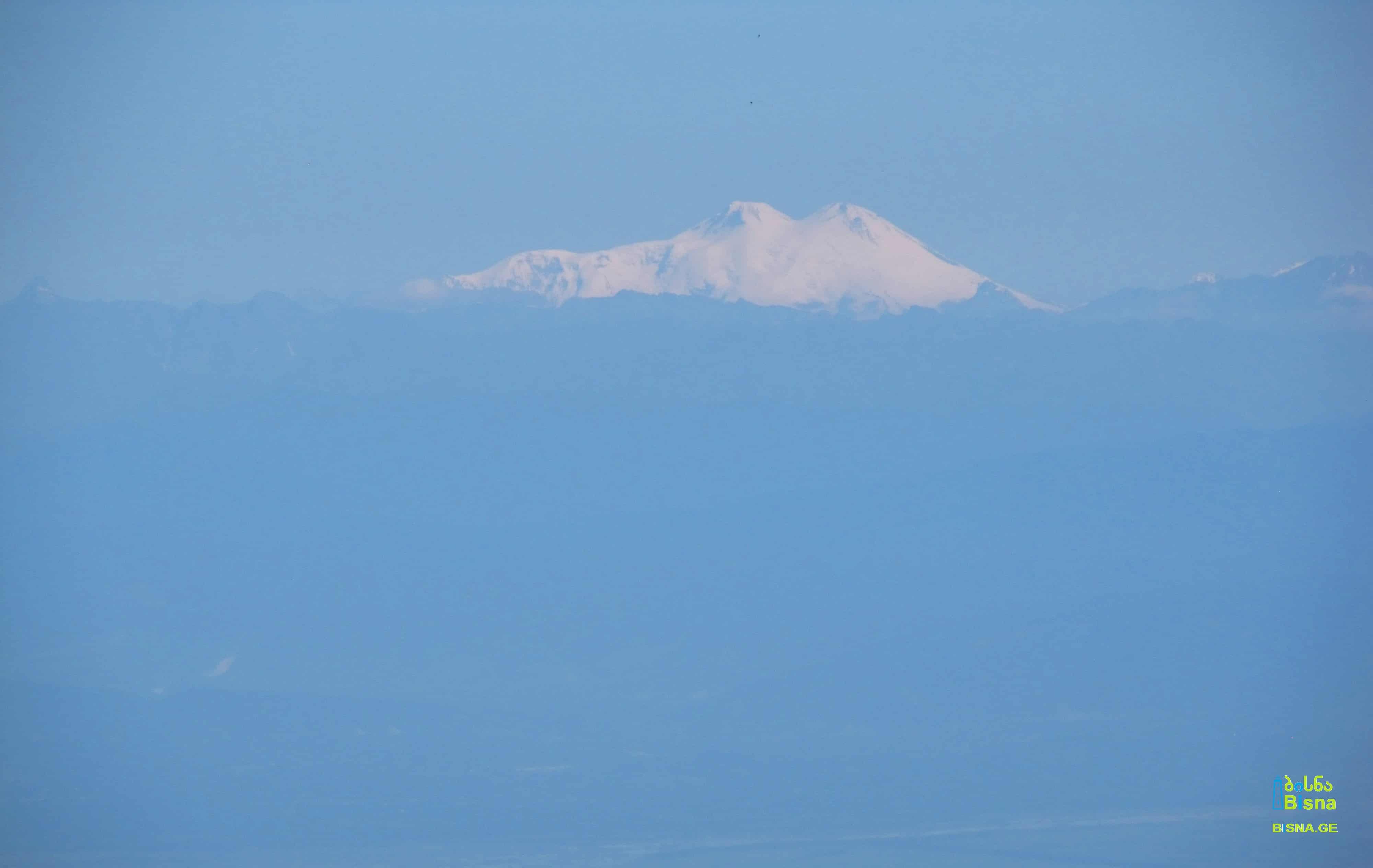 Mt. Elbrus (5642 m / 18510 ft, the highest peak of Europe) seen from Bakhmaro